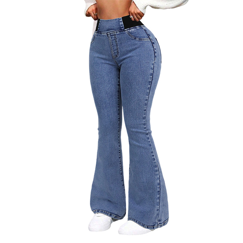 👖 Γυναικεία ψηλόμεση τζιν φούστα με φαρδύ κάτω μέρος-GR
