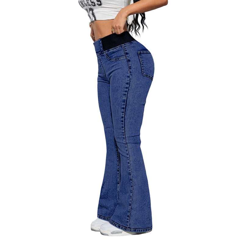 👖 Γυναικεία ψηλόμεση τζιν φούστα με φαρδύ κάτω μέρος-GR