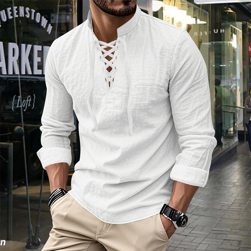 💎 Ανδρικό μονόχρωμο casual πουκάμισο — Αναπνεύσιμο βαμβακερό ύφασμα ✨-GR