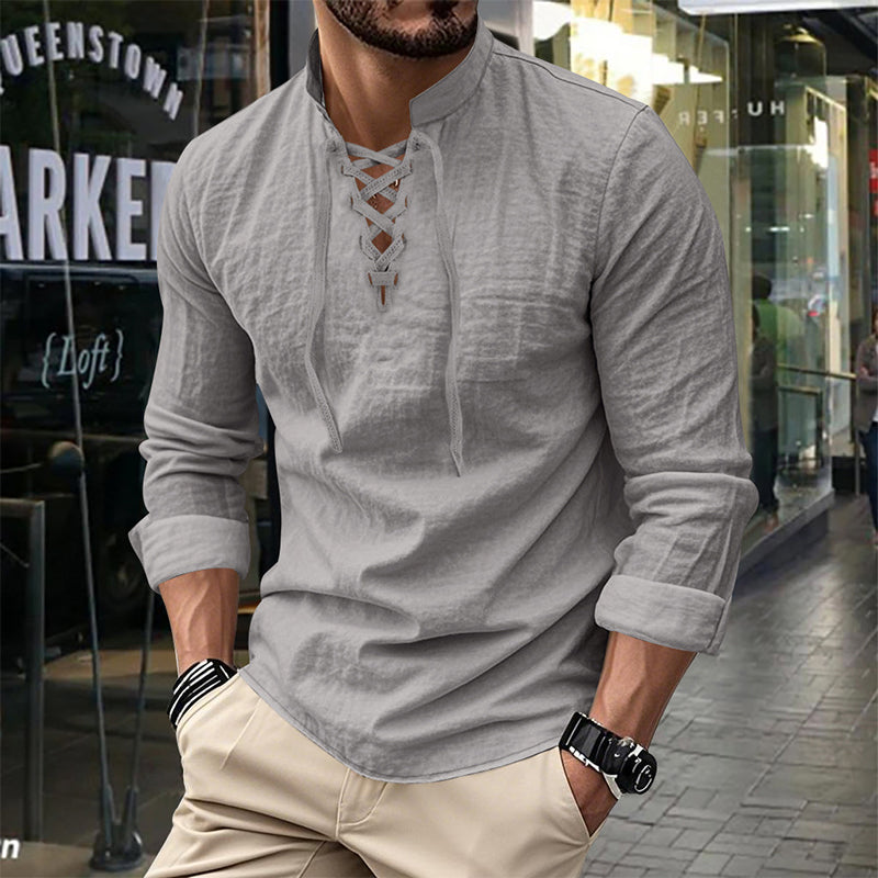 💎 Ανδρικό μονόχρωμο casual πουκάμισο — Αναπνεύσιμο βαμβακερό ύφασμα ✨-GR