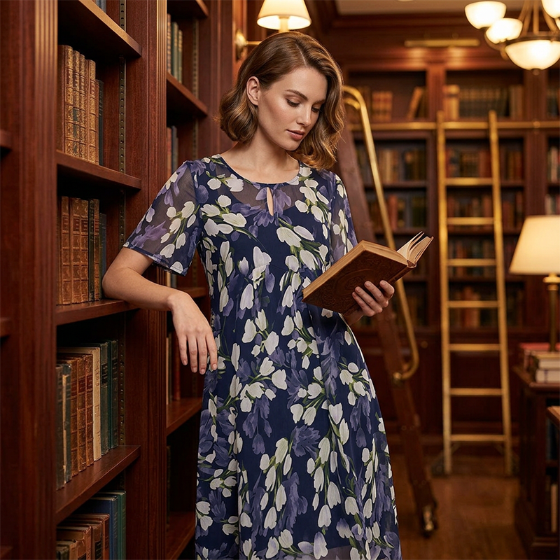 Moteriška A formos vakarinė suknelė su gėlių raštu👗-LT
