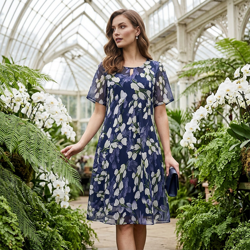 Moteriška A formos vakarinė suknelė su gėlių raštu👗-LT