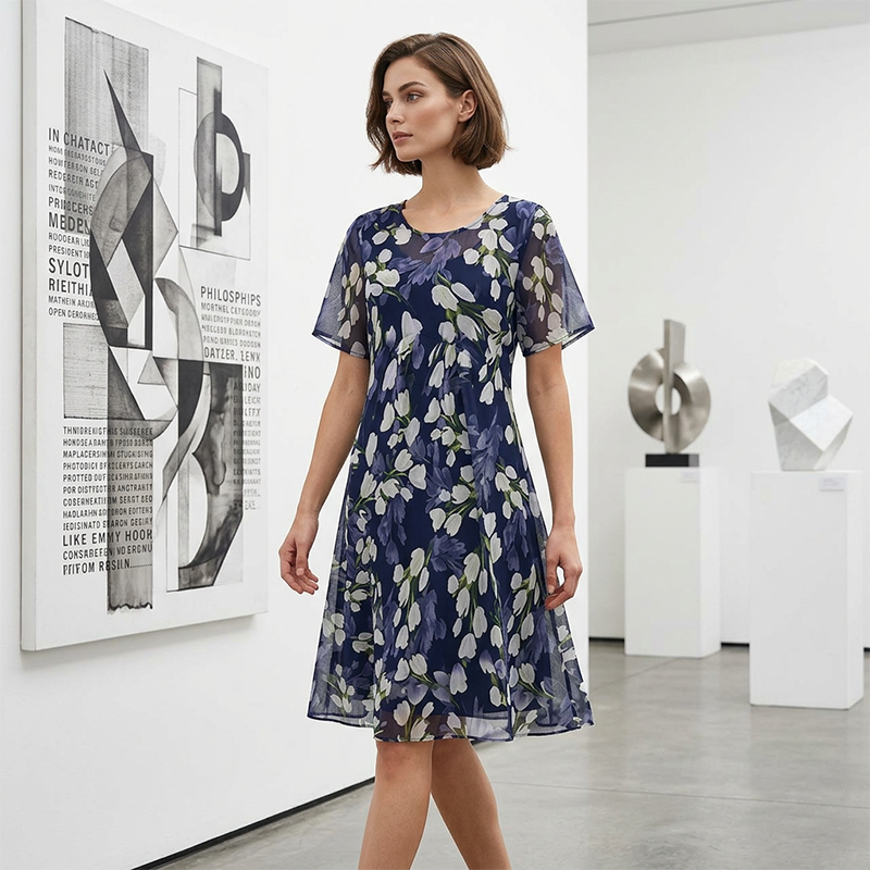 Moteriška A formos vakarinė suknelė su gėlių raštu👗-LT