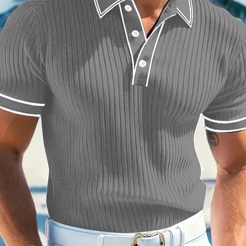 👕 Somrig laisvo kirpimo marškinėliai trumpomis rankovėmis ir dygsniuotu pamušalu – lengva medvilnė, modernios linijos, puikiai tinkantys ramioms dienoms 🏖️-LT