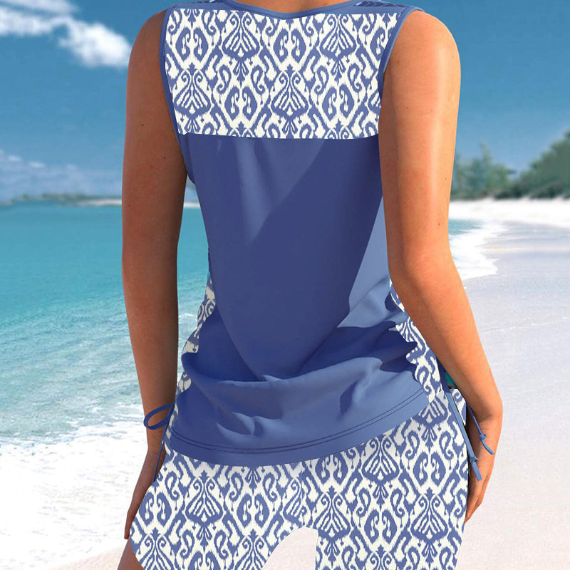 👙S-3XL🏖️Ženske vzorčaste dvodelne kopalke tankini-SI