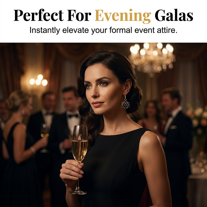 👱‍♀️💖 Elegantni črni cvetlični uhani-SI