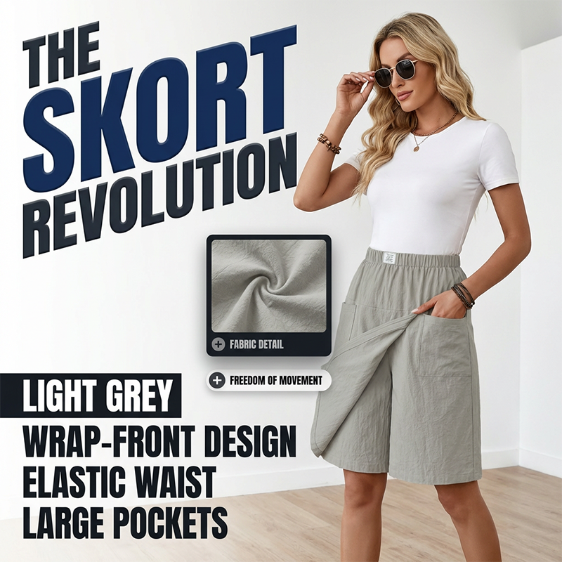⏰🔥RIBOTAS LAIKAS 50% NUOLAIDA! 💃 Moteriški laisvalaikio sijonai-šortai su elastingu juosmeniu - patogūs, lengvi ir puikiai tinka vasaros dienoms ☀️✨-LT