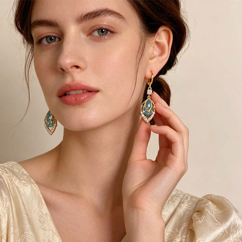 💎 Pendientes colgantes con forma de diamante azul cielo-ES