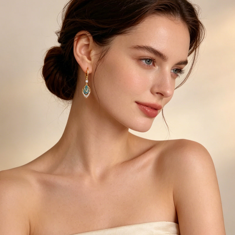 💎 Pendientes colgantes con forma de diamante azul cielo-ES
