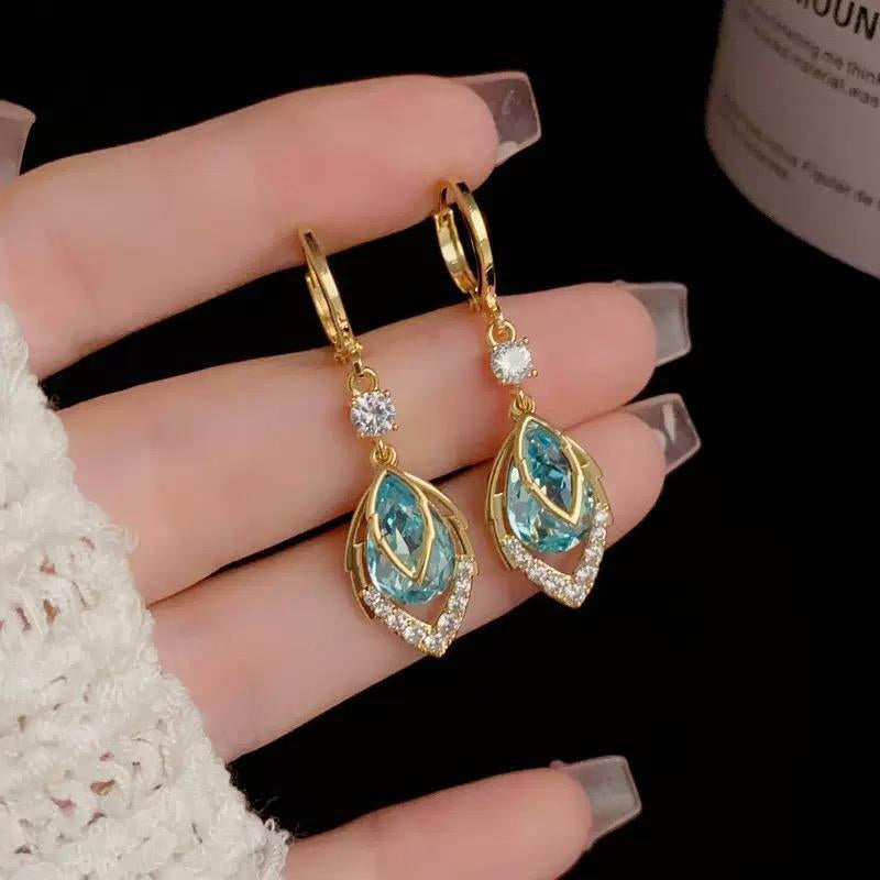 💎 Pendientes colgantes con forma de diamante azul cielo-ES