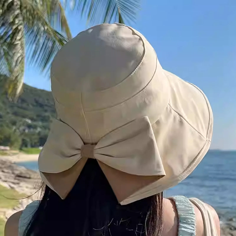 👒☀️Ženski sončni klobuk s širokimi krajci in metuljčkom-SI