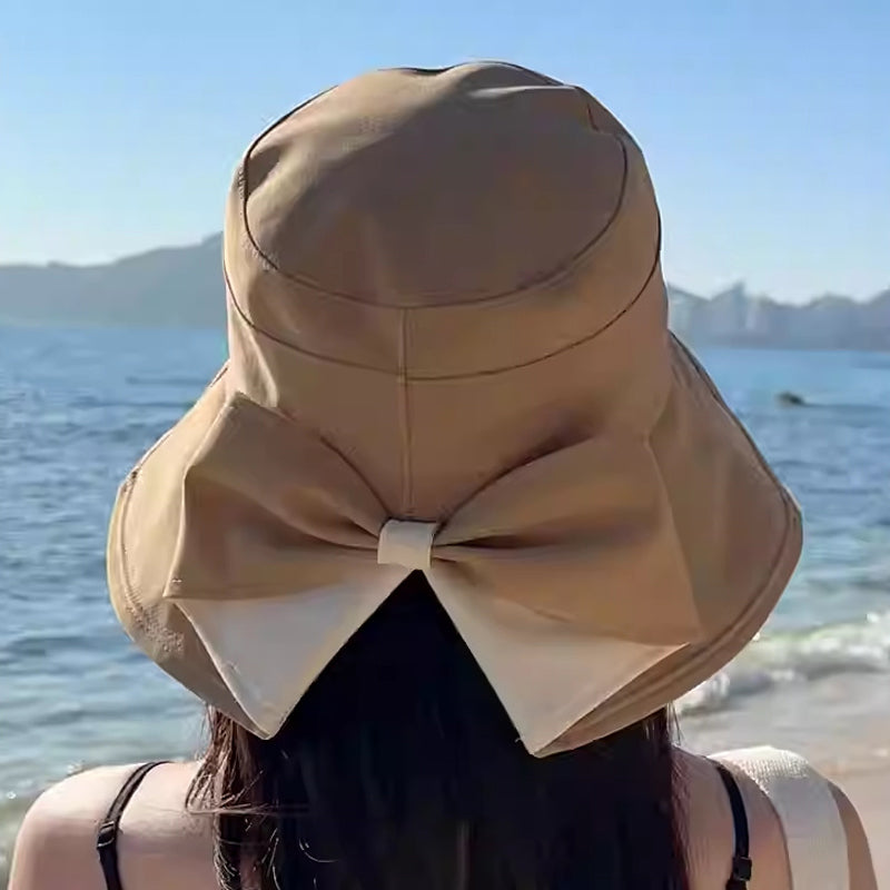 👒☀️Ženski sončni klobuk s širokimi krajci in metuljčkom-SI