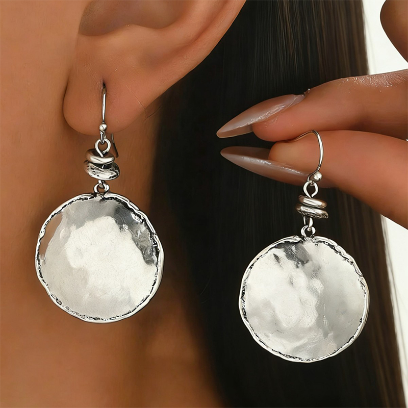 ✨1+1 gratis🌸Pendientes vintage de metal martillado en forma de lágrima-ES