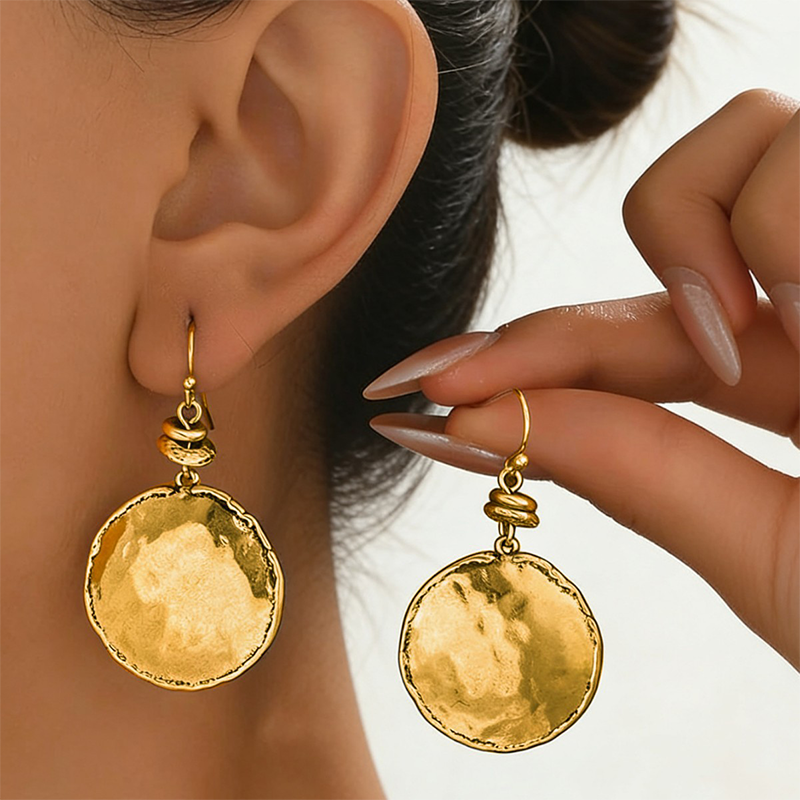 ✨1+1 gratis🌸Pendientes vintage de metal martillado en forma de lágrima-ES