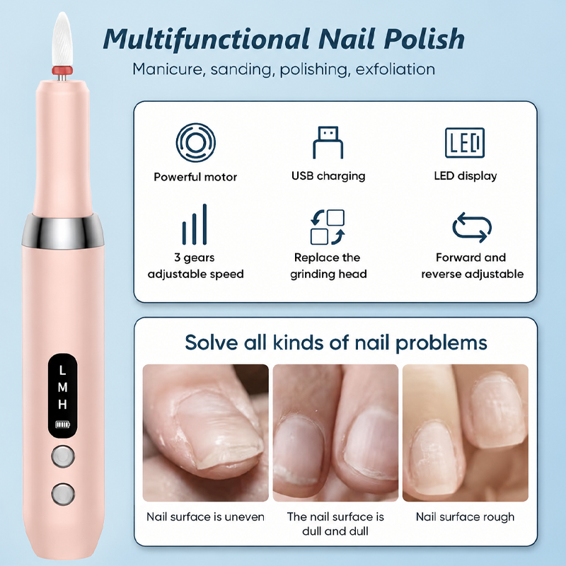 💅🔋 Bežična električna manikura s postoljem za punjenje – uživajte u profesionalnoj manikuri kod kuće! | Prijenosna, punjiva, upotrebljiva u bilo koje vrijeme ✨-HR