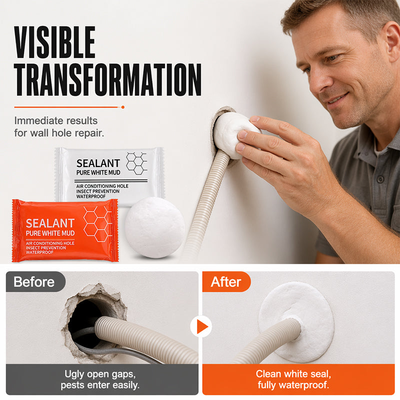 🧱 Vodootporno brtvilo za zidne pukotine za cijevi klima uređaja — 10 komada brtvila za cijevi i rupe u zidu | Nanošenje bez alata-HR