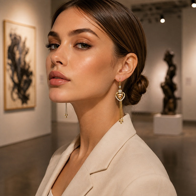 ✨ Elegantes pendientes con borlas en forma de corazón-ES