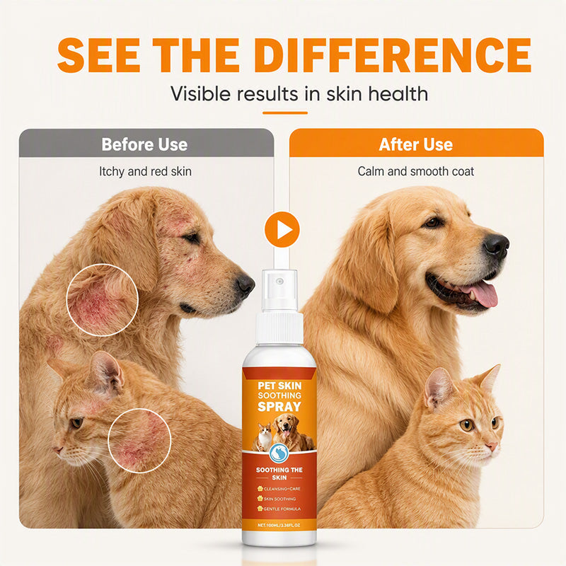 🐾 Pet Skin nyugtató spray – Kíméletes viszketéscsillapítás és hidratáló ápolás kutyáknak és macskáknak