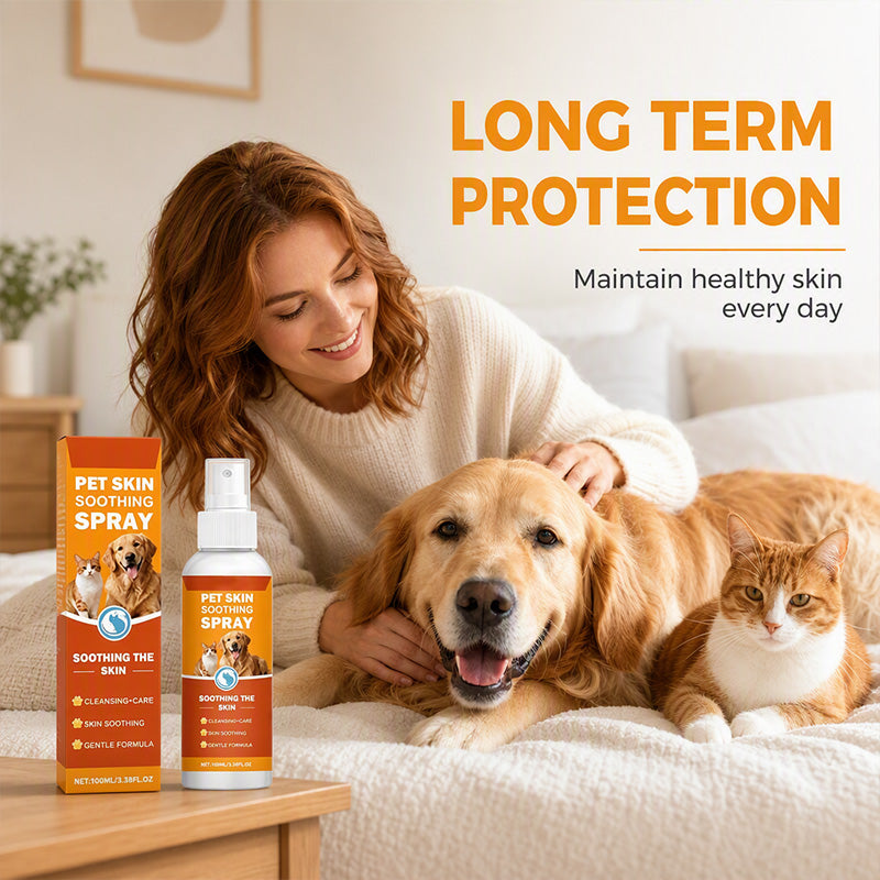 🐾 Pet Skin nyugtató spray – Kíméletes viszketéscsillapítás és hidratáló ápolás kutyáknak és macskáknak