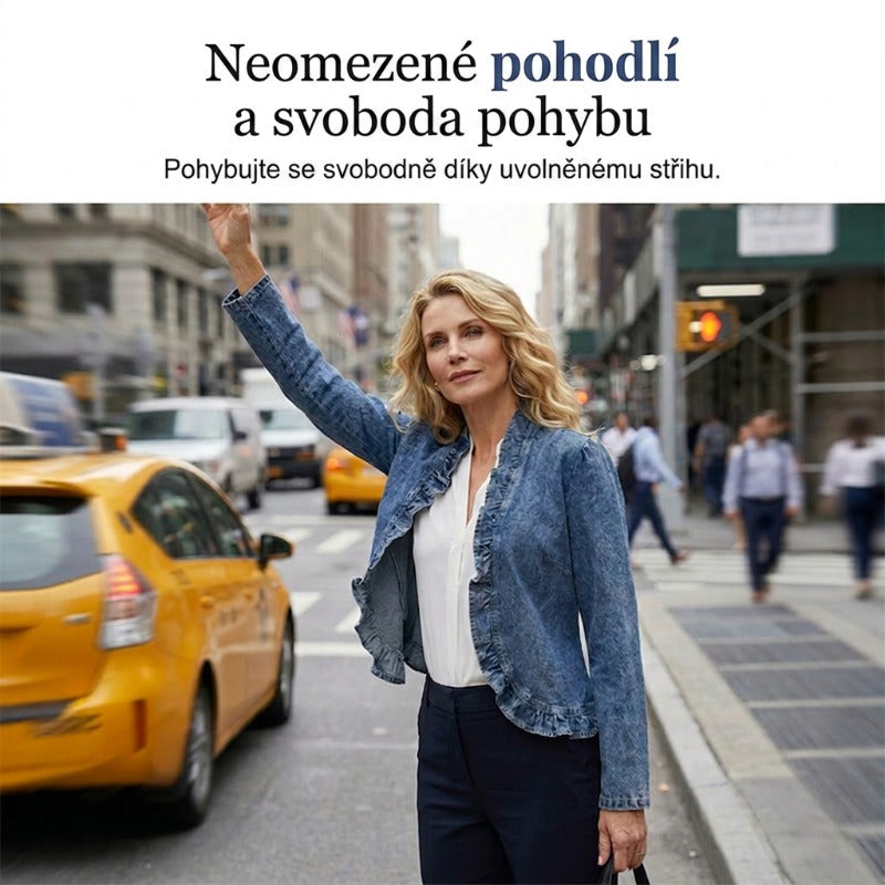 🔥49 % NUOLAIDA｜Moteriškas džinsinis švarkelis be užsegimo｜Raukiniai, lengvas audinys, lengvai sluoksniuojamas-LT